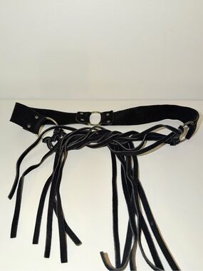 Vintage Women’s Black Suede Fringe BoHo Belt